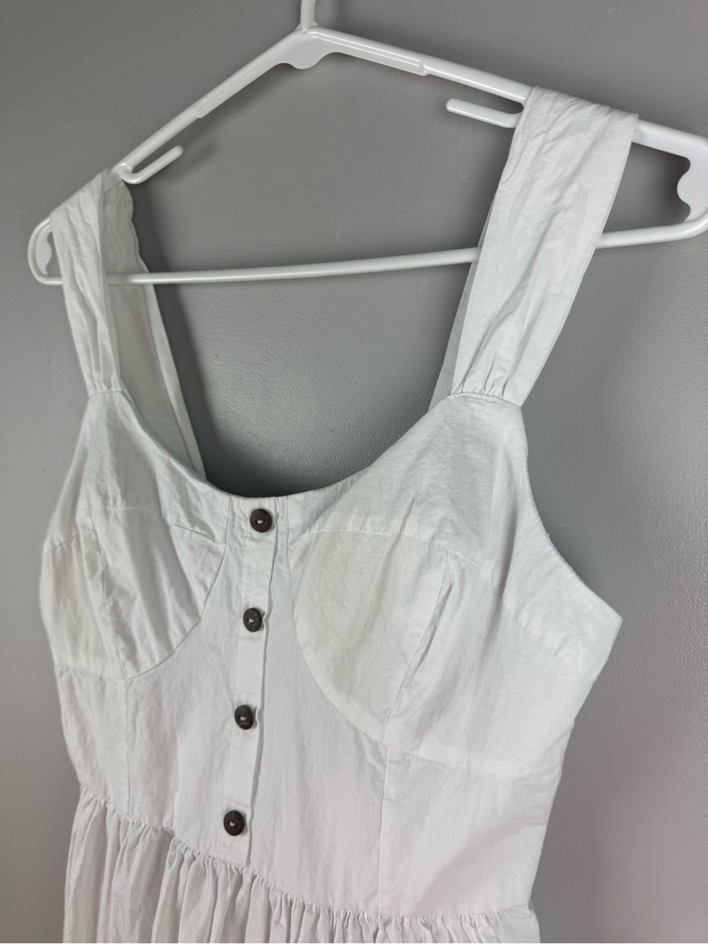Bailey Blue Women’s White Smocked Tiered Tank Top Mini Dress SZ M Cottagecore